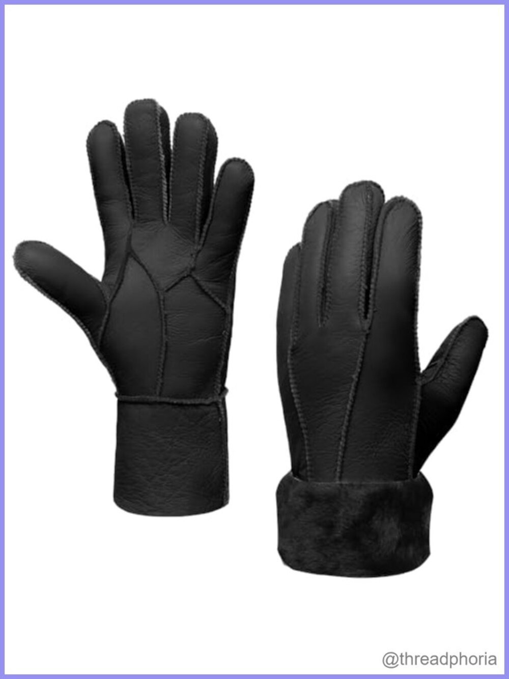 Leather Shearling Sheepskin Winter Gloves Fur Lined Warm